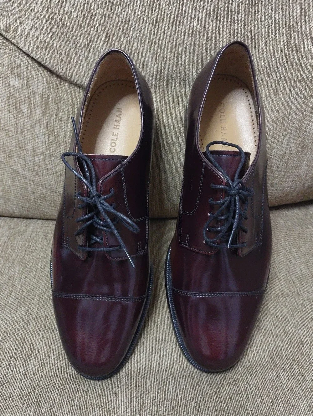 Cole Haan Men's Burgundy Leather Lace-Up Oxfords Size 11 D Dress Shoes